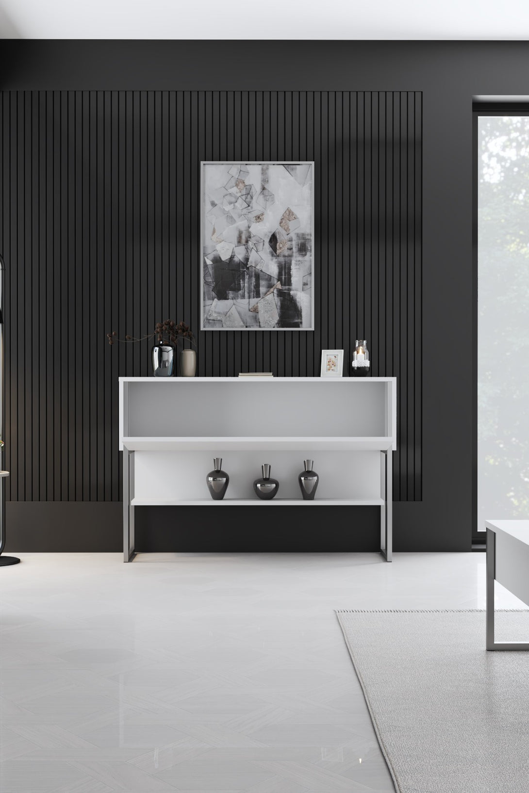 Komód Luxe - Silver, White-VASBÚTOR