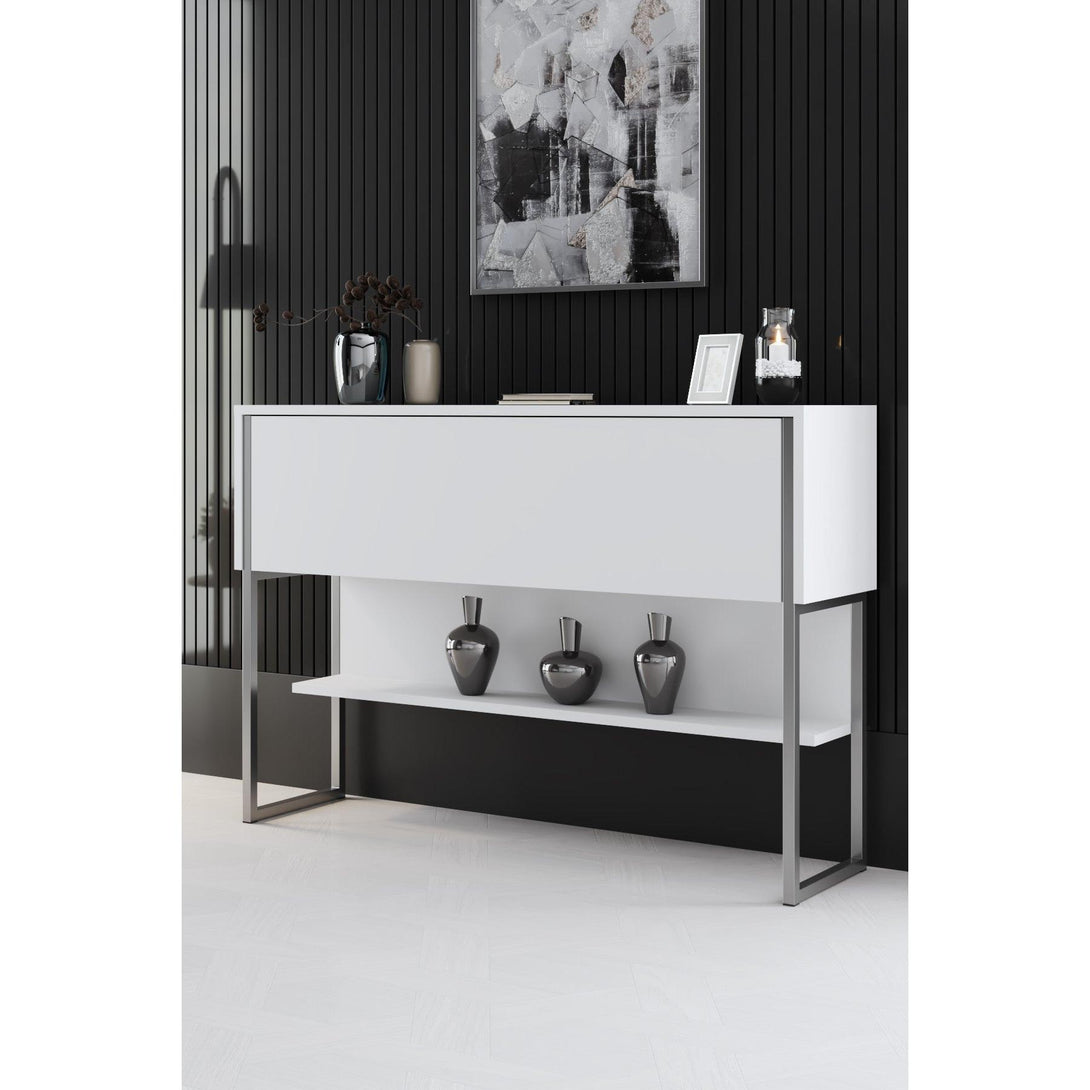 Komód Luxe - Silver, White-VASBÚTOR