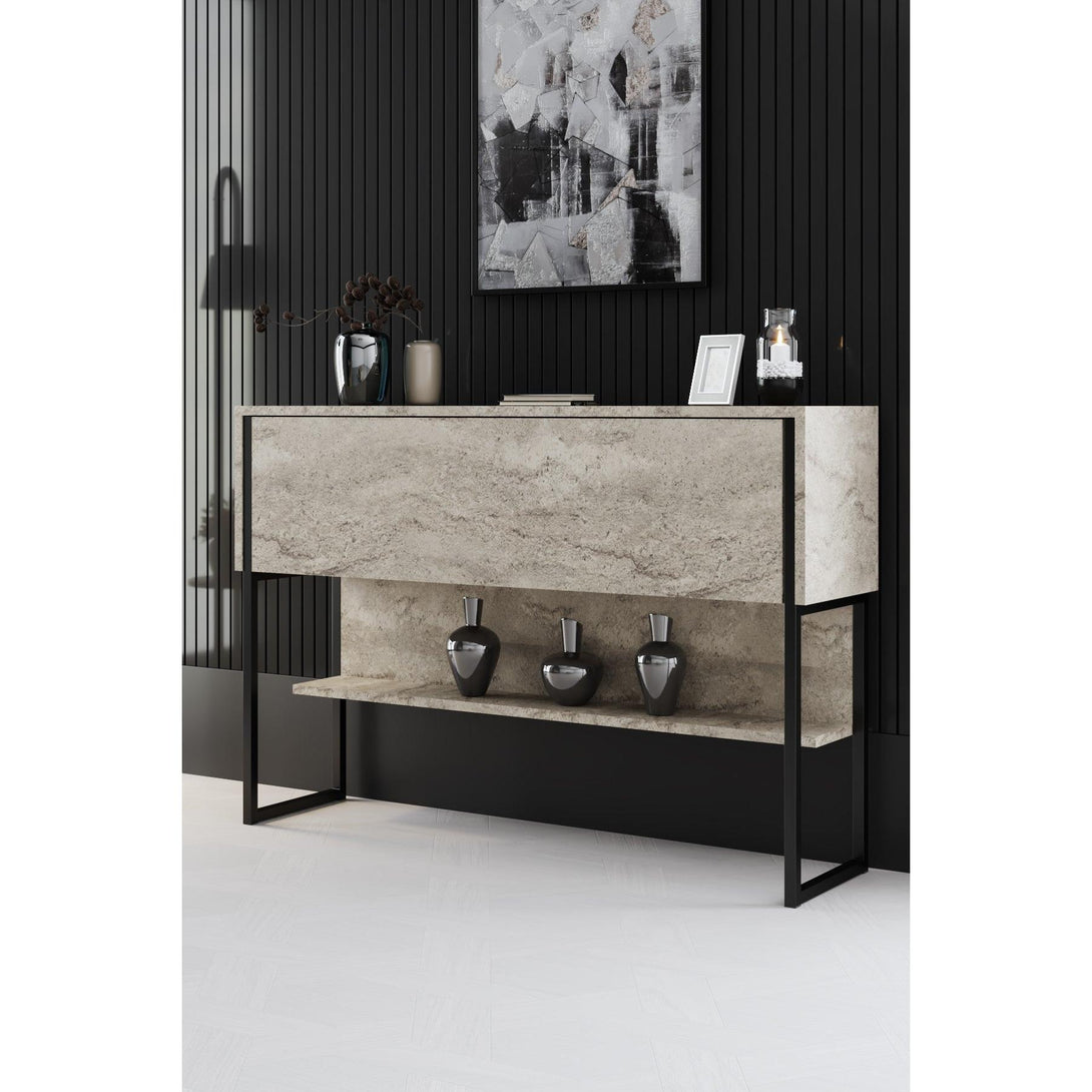 Komód Luxe - Travertine, Black-VASBÚTOR