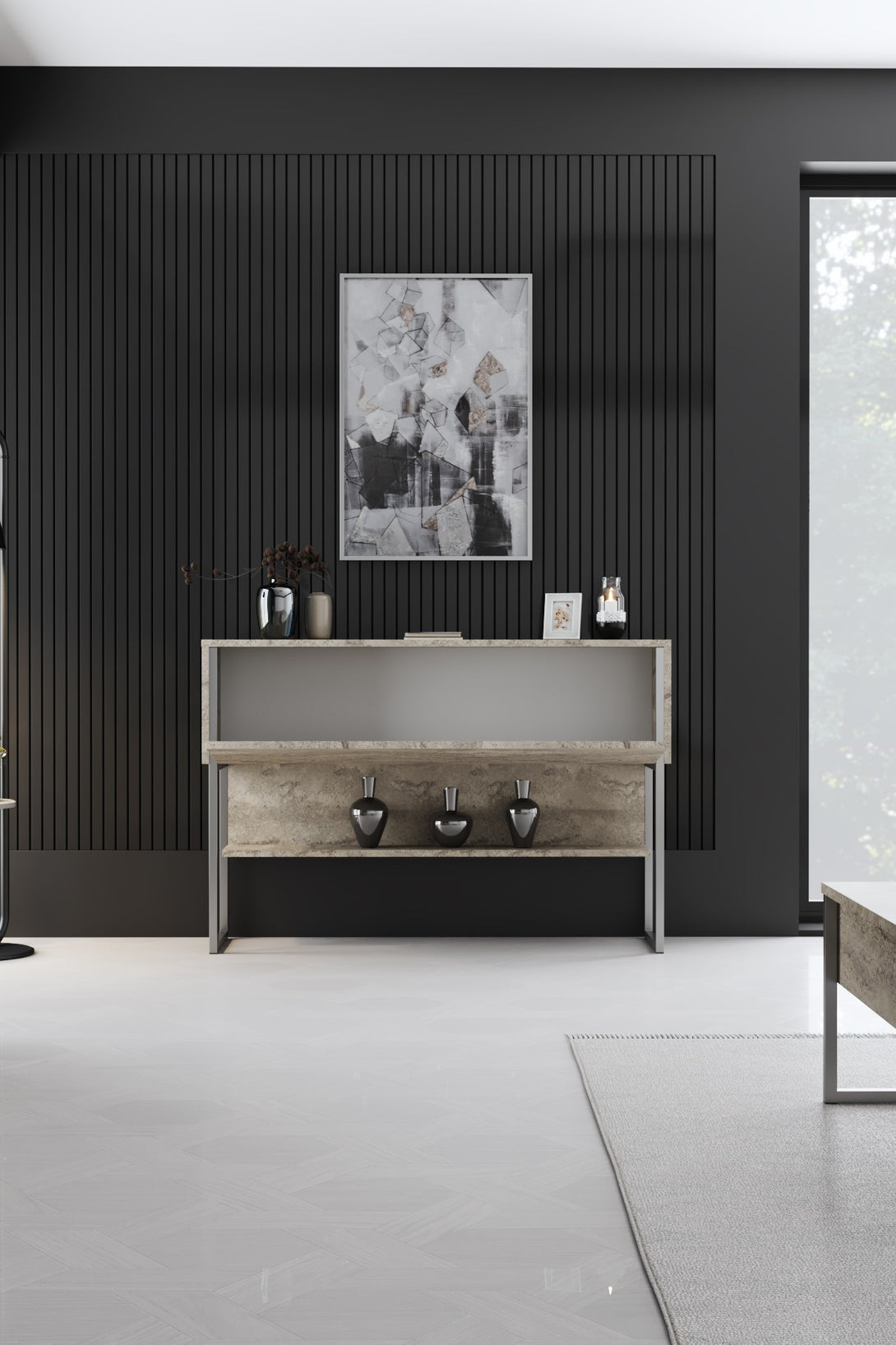 Komód Luxe - Travertine, Silver-VASBÚTOR