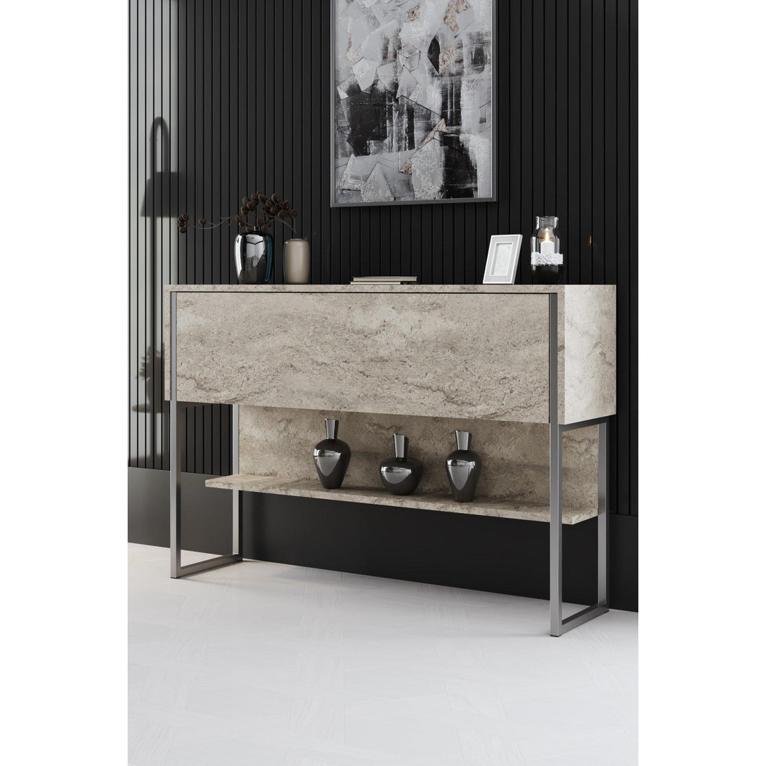Komód Luxe - Travertine, Silver-VASBÚTOR