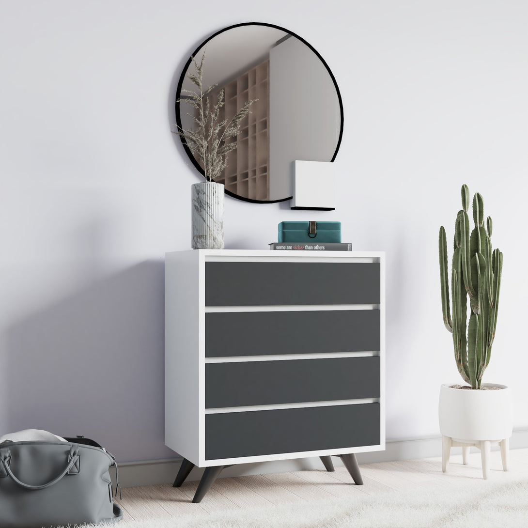 Komód Suvera - White, Anthracite-VASBÚTOR