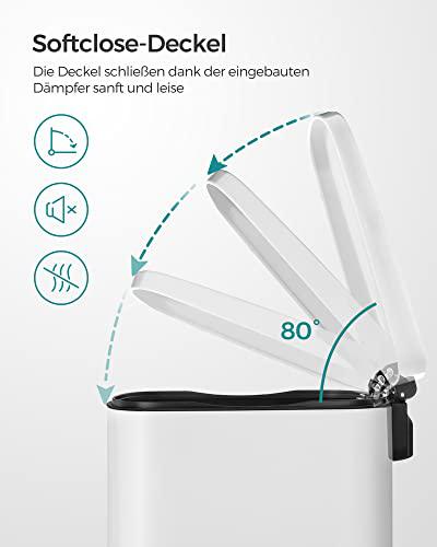 Konyhai pedálos kuka, 50L szemetes kuka, műanyag belső vödörrel, csukható fedéllel, puha záródással, szagálló és higiénikus, fehér-VASBÚTOR