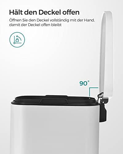 Konyhai pedálos kuka, 50L szemetes kuka, műanyag belső vödörrel, csukható fedéllel, puha záródással, szagálló és higiénikus, fehér-VASBÚTOR