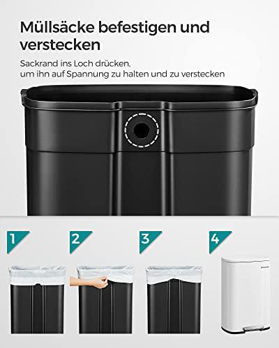 Konyhai pedálos kuka, 50L szemetes kuka, műanyag belső vödörrel, csukható fedéllel, puha záródással, szagálló és higiénikus, fehér-VASBÚTOR
