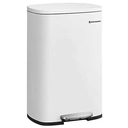 Konyhai pedálos kuka, 50L szemetes kuka, műanyag belső vödörrel, csukható fedéllel, puha záródással, szagálló és higiénikus, fehér-VASBÚTOR