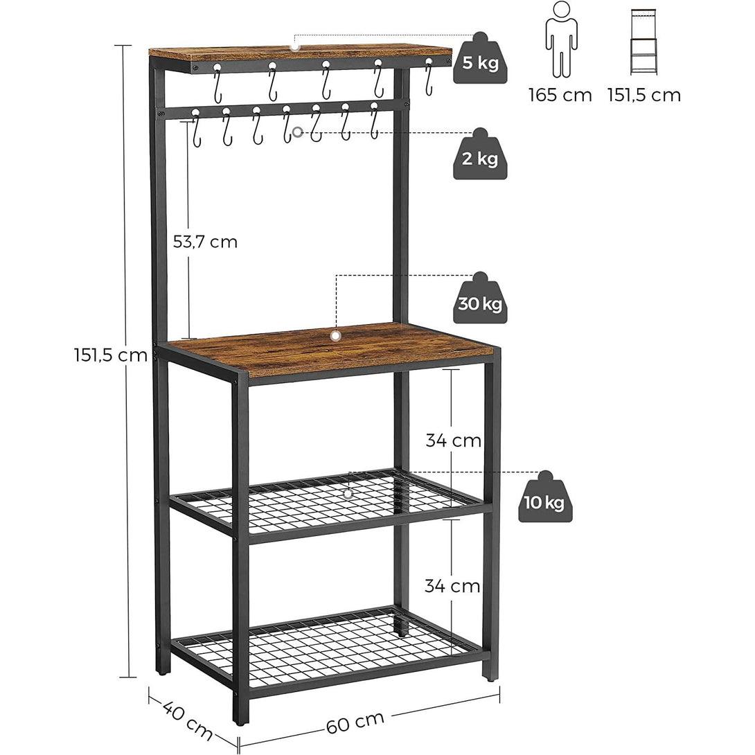 Konyhasziget tárolópolcokkal, Konyhai polc 60 x 151,5 x 40 cm-VASBÚTOR