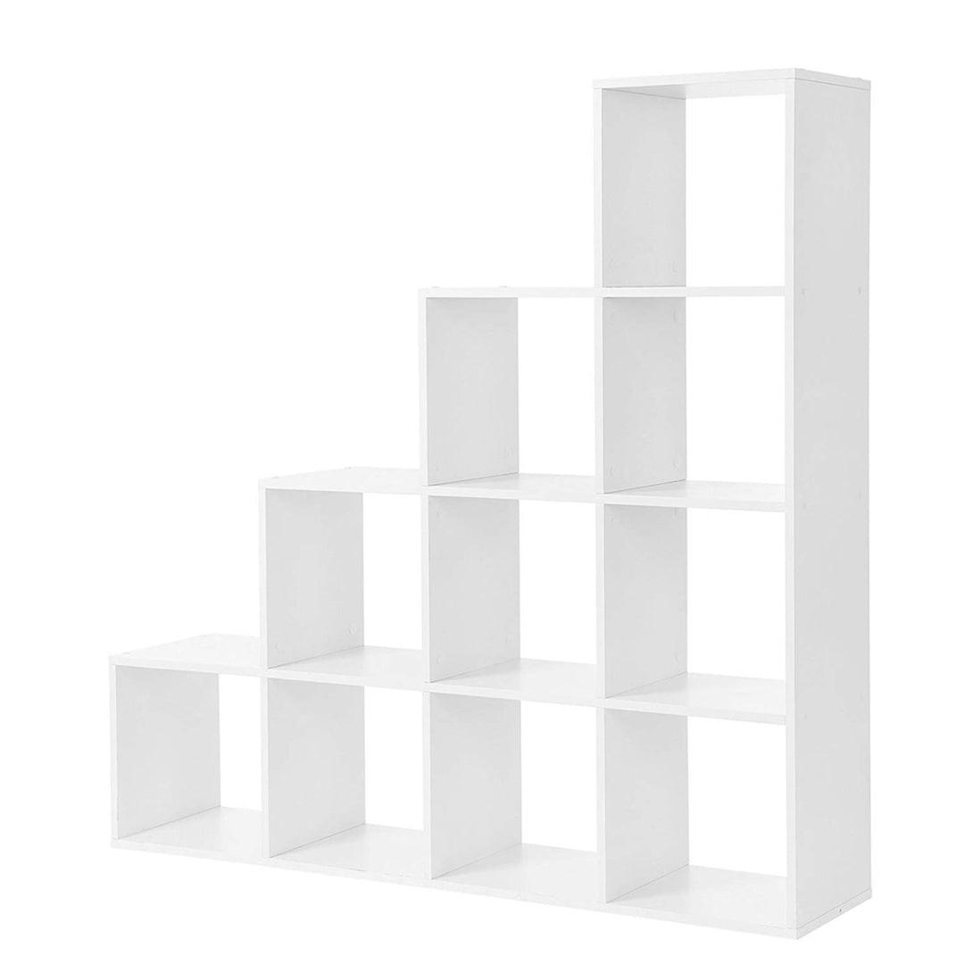 Könyvespolc, 10 kockás polc, 129,5 x 29 x 129,5 cm Fehér-VASBÚTOR