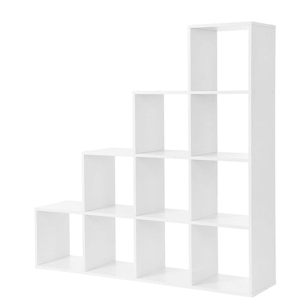 Könyvespolc, 10 kockás polc, 129,5 x 29 x 129,5 cm Fehér-VASBÚTOR