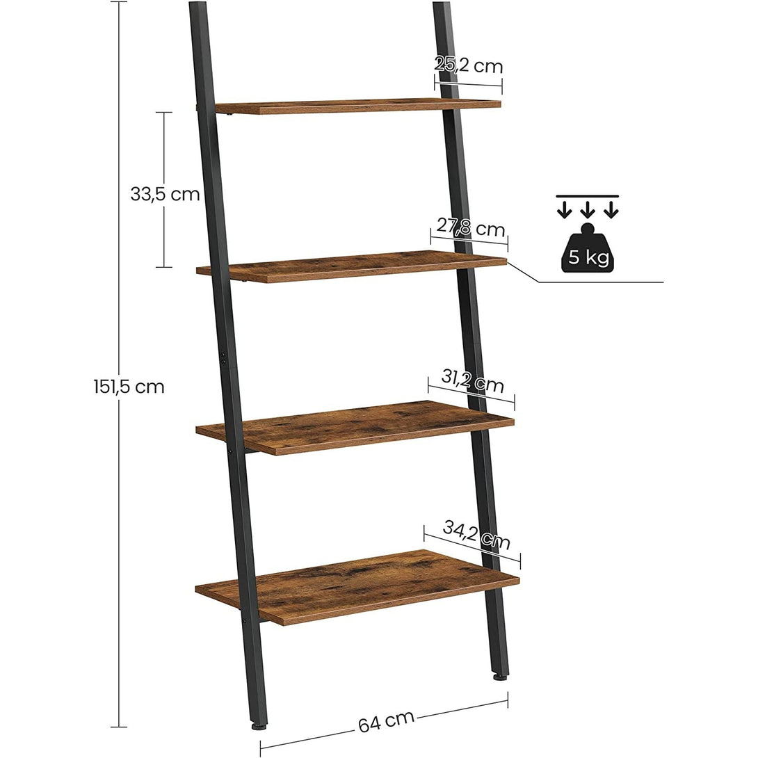 Könyvespolc, 4 szintes létrapolc 64 x 35 x 150 cm-VASBÚTOR