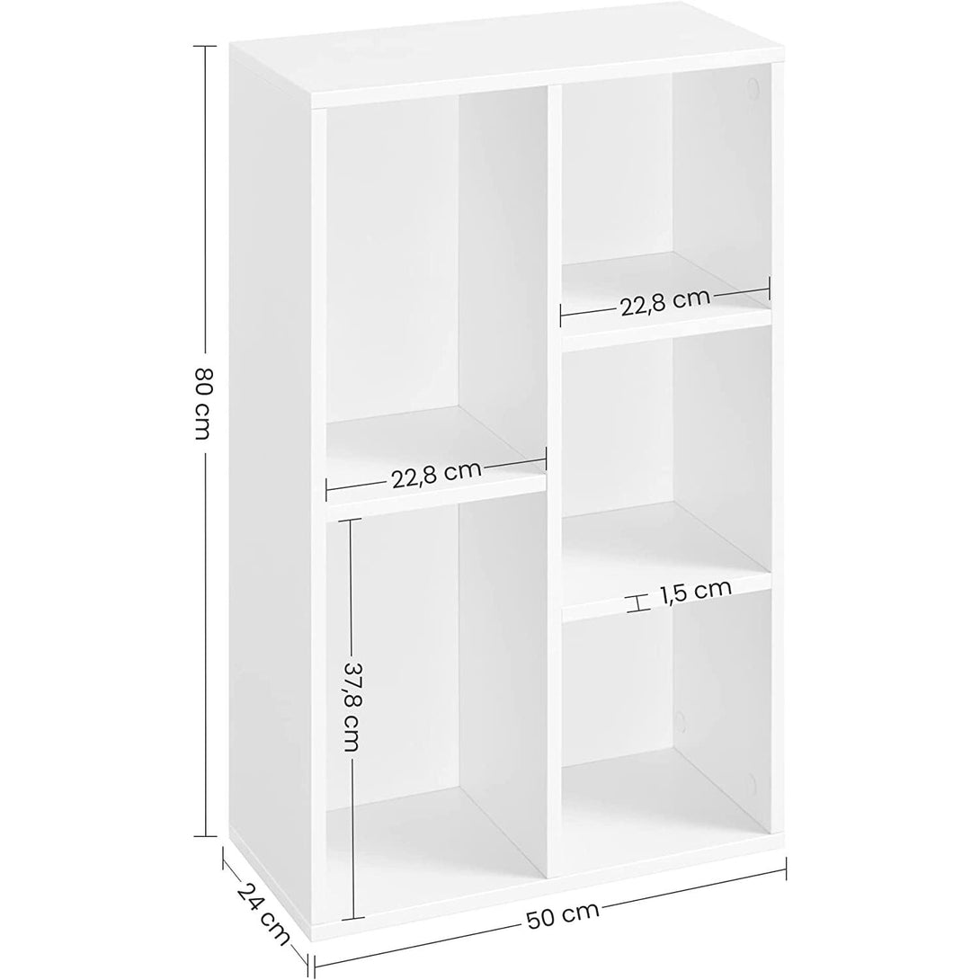 Könyvespolc 5 rekesszel 50 x 80 x 24 cm, Fehér-VASBÚTOR