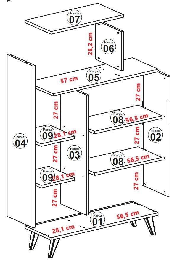 Könyvespolc Form - Diós, Krém-VASBÚTOR