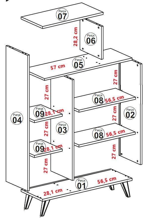 Könyvespolc Form - Fehér-VASBÚTOR