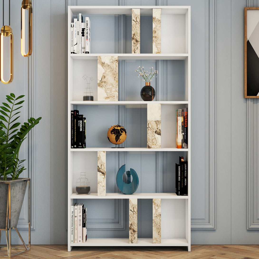 Könyvespolc Lima - Fehér Marble-VASBÚTOR