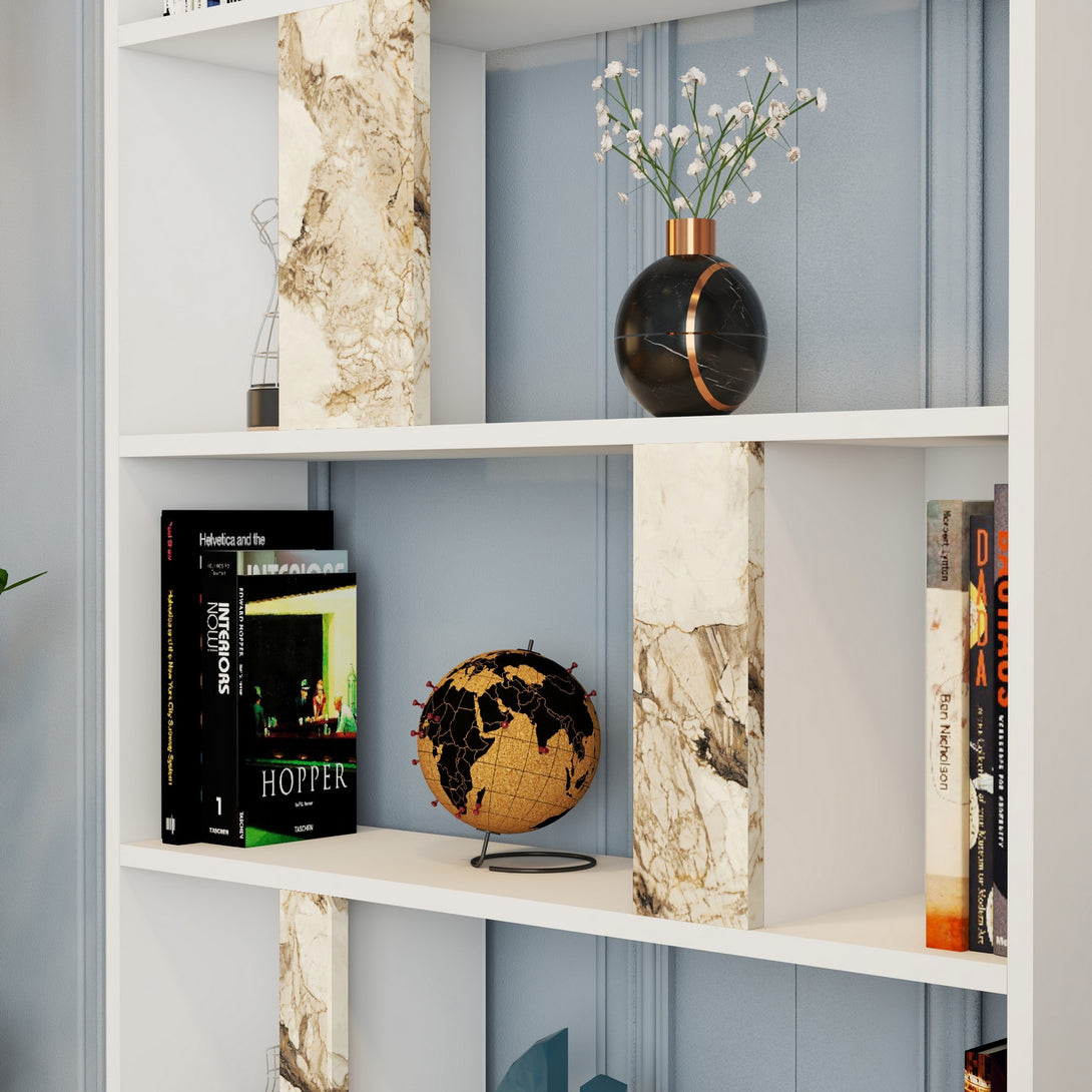 Könyvespolc Lima - Fehér Marble-VASBÚTOR