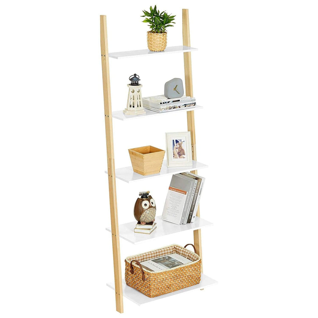 Könyvespolc állvány, 5 szintes létrapolc 60 x 171 x 35 cm, fehér-VASBÚTOR