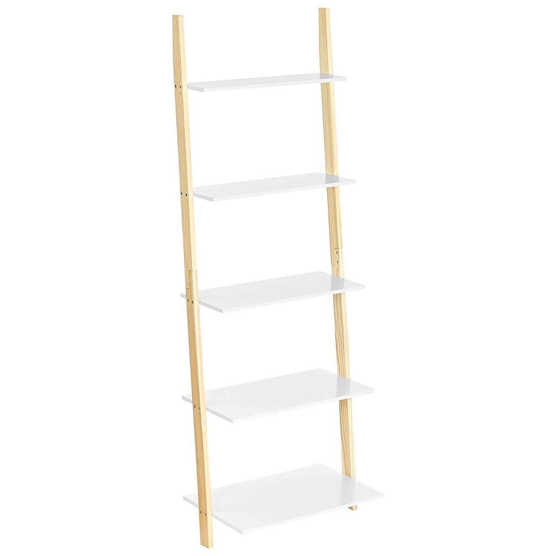 Könyvespolc állvány, 5 szintes létrapolc 60 x 171 x 35 cm, fehér-VASBÚTOR