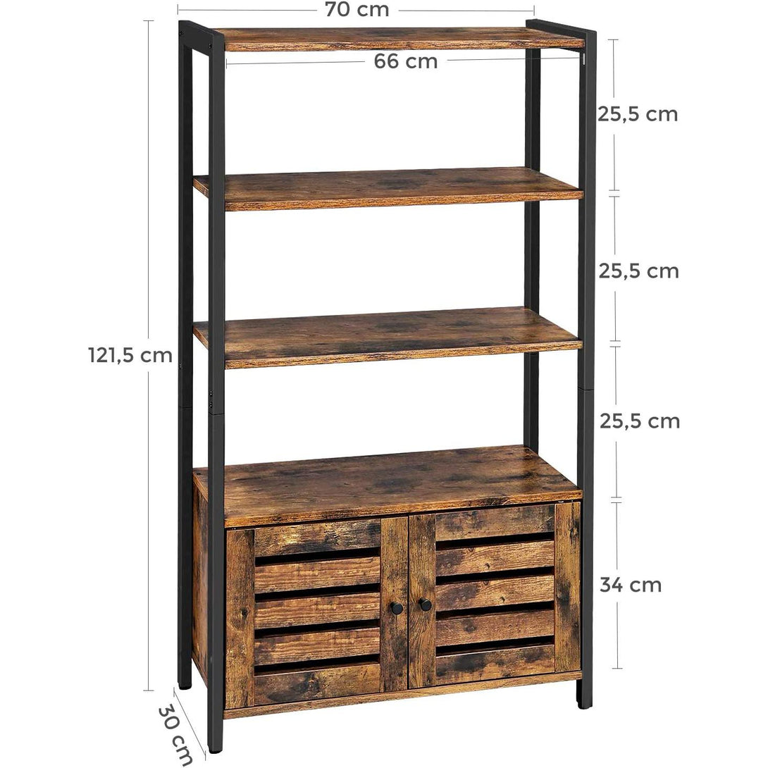 Könyvespolc, tárolószekrény 3 polccal 70 x 30 x 121,5 cm, rusztikus barna-VASBÚTOR
