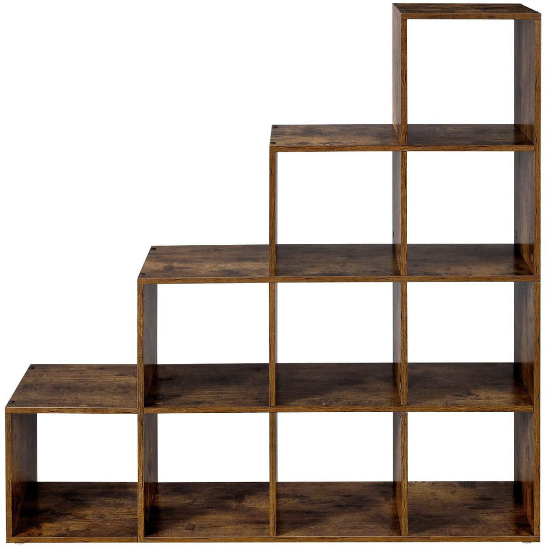Könyvespolcok, 10 kockás tároló, 129,5 x 29 x 129,5 cm-VASBÚTOR