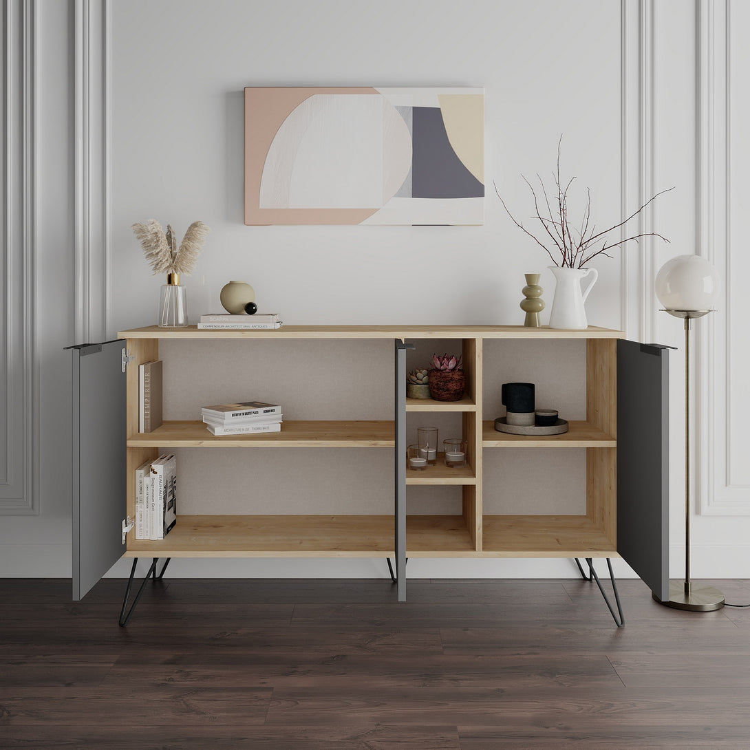 Konzolasztal Clara Console - Oak, Antracit-VASBÚTOR