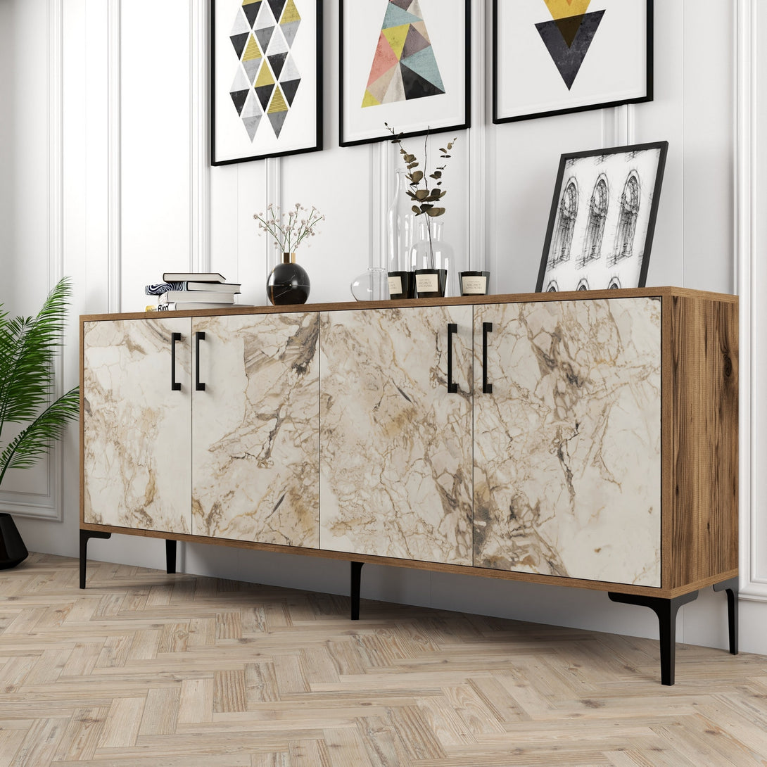 Konzolasztal Kiev - Diós, Fehér Marble-VASBÚTOR