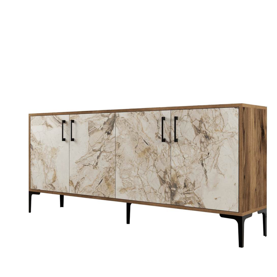 Konzolasztal Kiev - Diós, Fehér Marble-VASBÚTOR