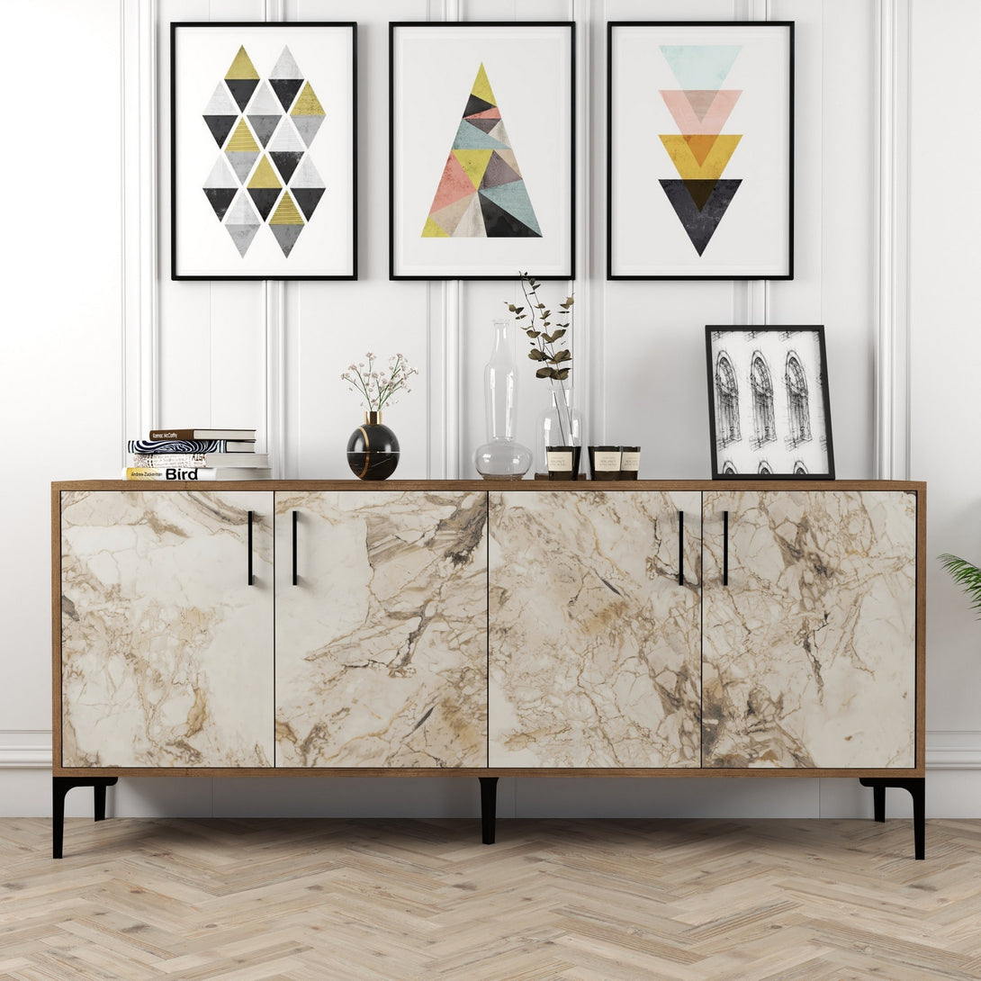 Konzolasztal Kiev - Diós, Fehér Marble-VASBÚTOR