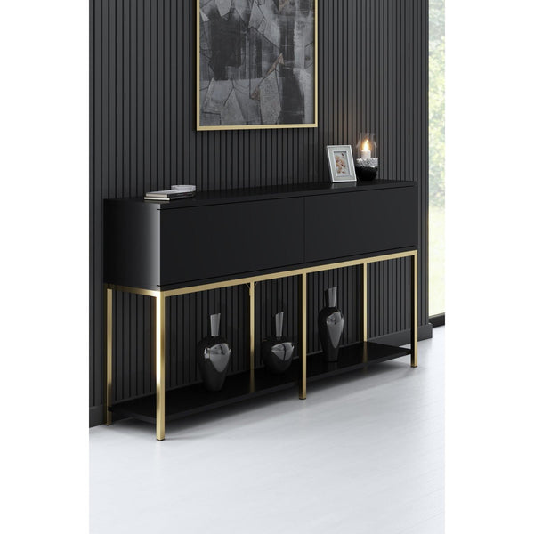 Konzolasztal Lord - Black, Gold-VASBÚTOR