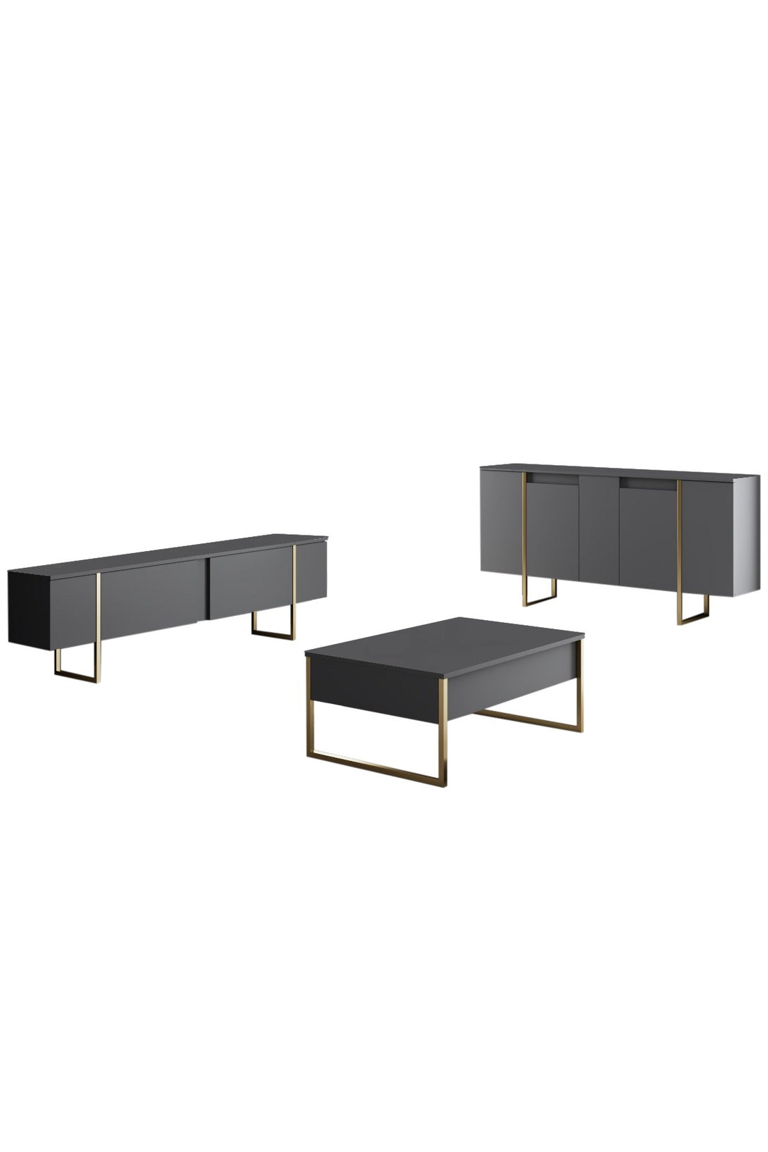 Konzolasztal Luxe - Anthracite, Gold-VASBÚTOR