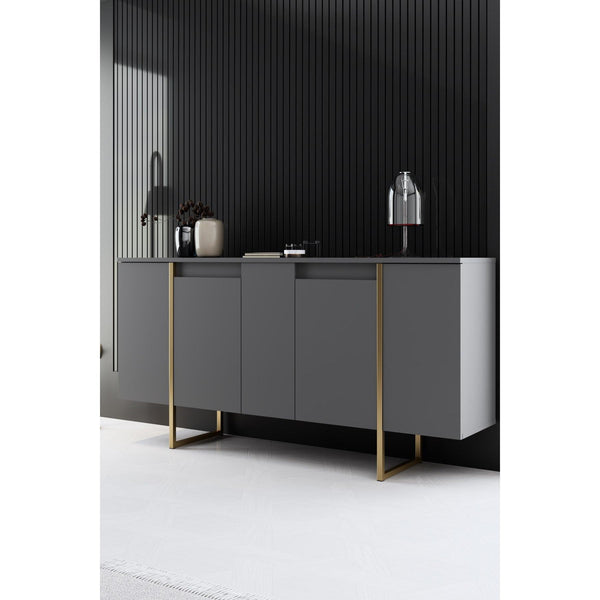 Konzolasztal Luxe - Anthracite, Gold-VASBÚTOR