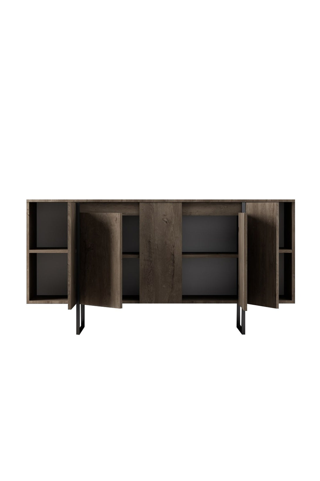 Konzolasztal Luxe - Walnut, Black-VASBÚTOR