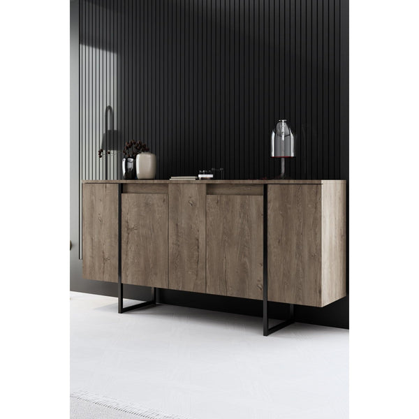 Konzolasztal Luxe - Walnut, Black-VASBÚTOR