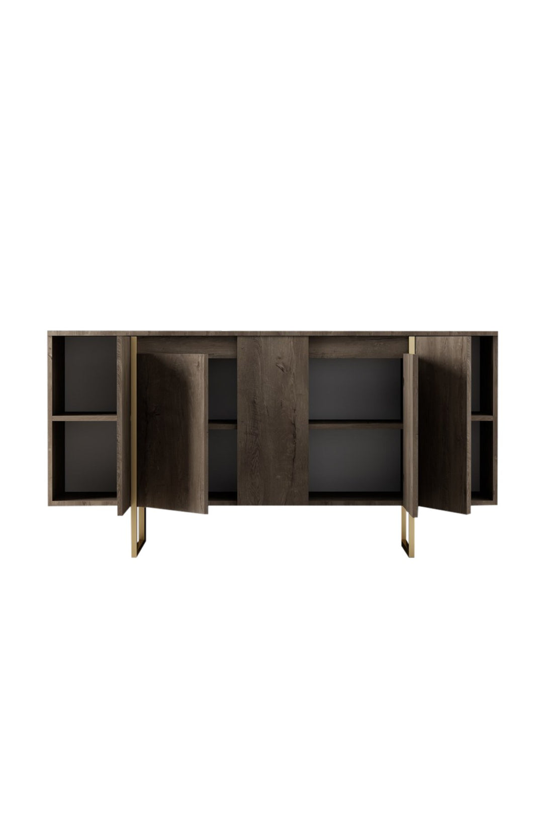 Konzolasztal Luxe - Walnut, Gold-VASBÚTOR