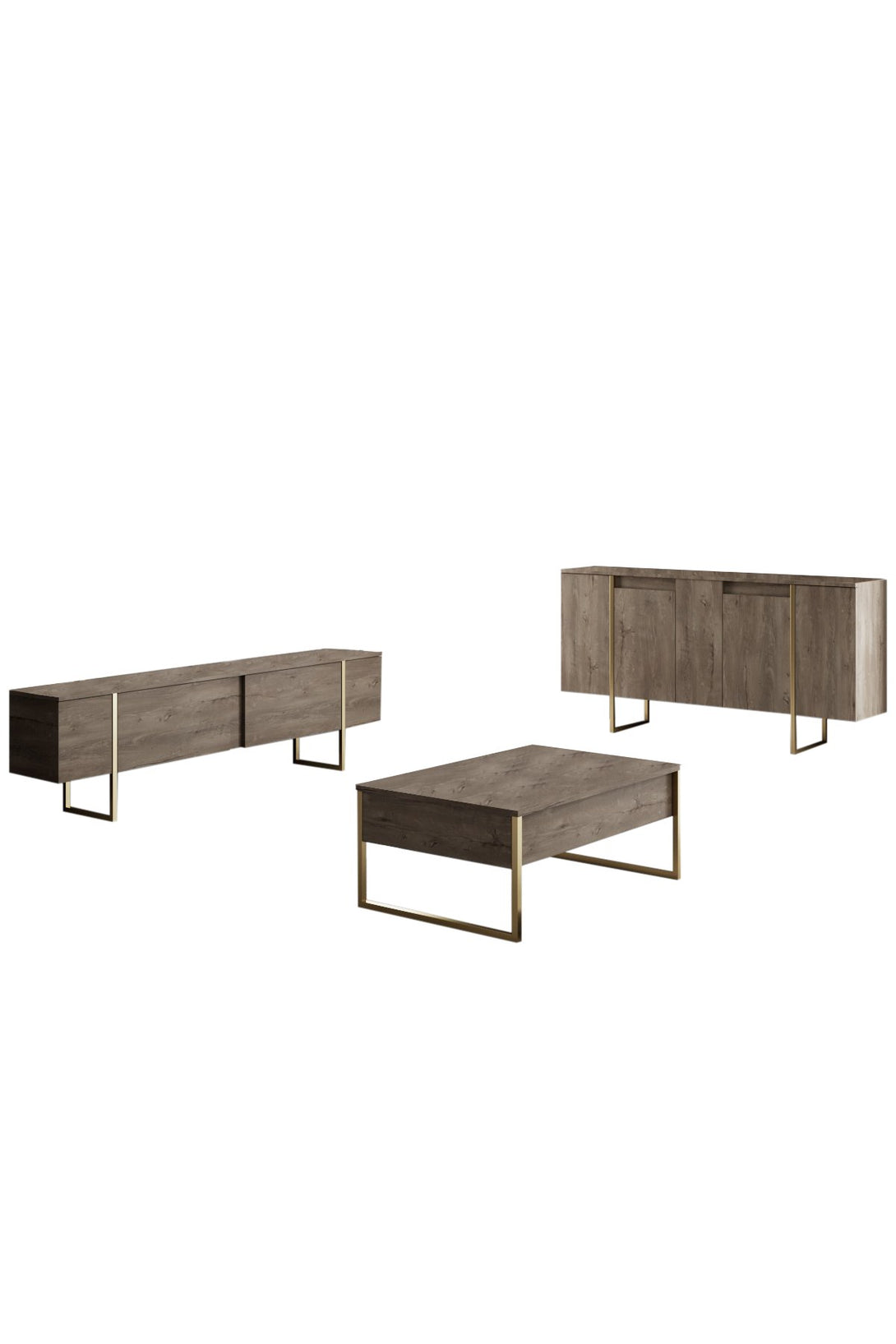 Konzolasztal Luxe - Walnut, Gold-VASBÚTOR