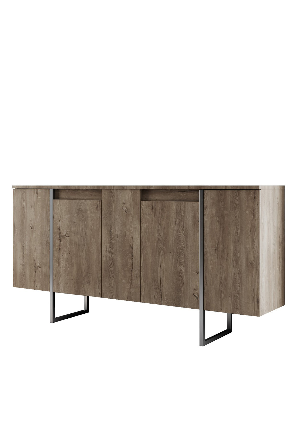 Konzolasztal Luxe - Walnut, Silver-VASBÚTOR