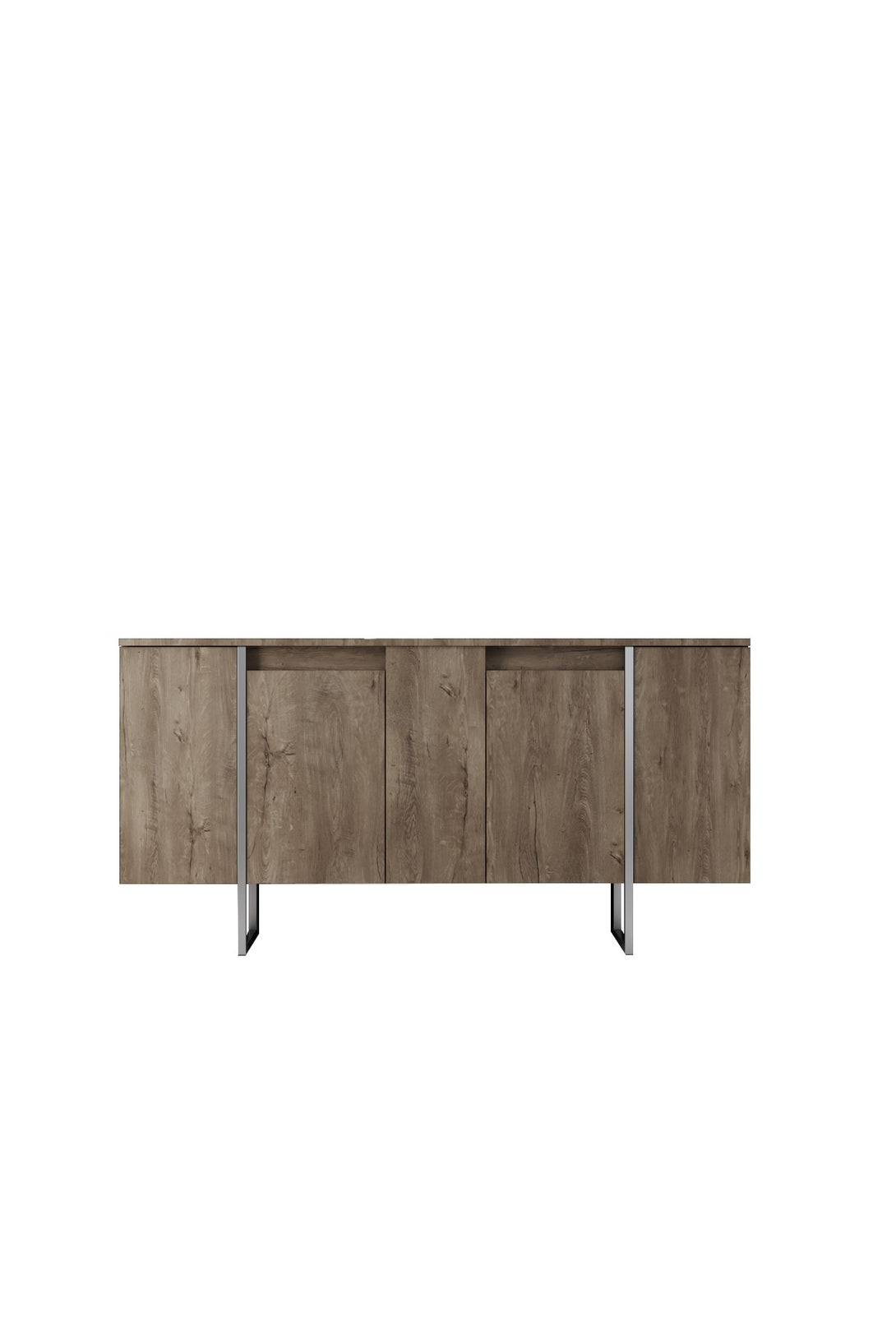 Konzolasztal Luxe - Walnut, Silver-VASBÚTOR