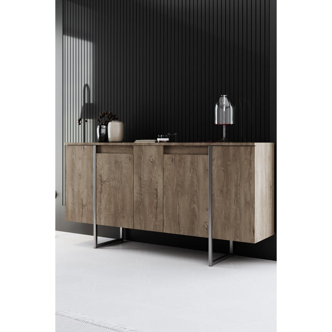 Konzolasztal Luxe - Walnut, Silver-VASBÚTOR