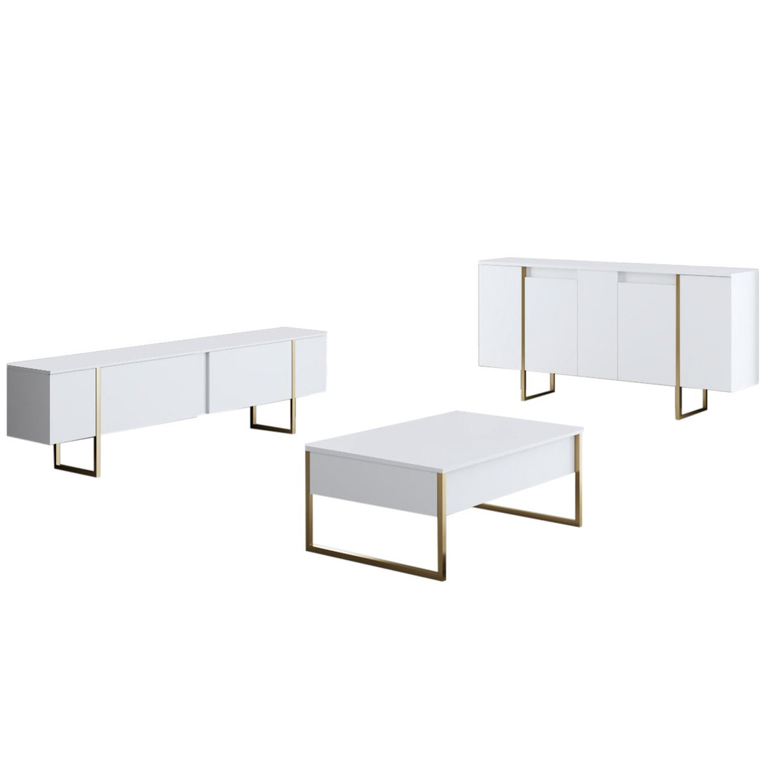 Konzolasztal Luxe - White, Gold-VASBÚTOR