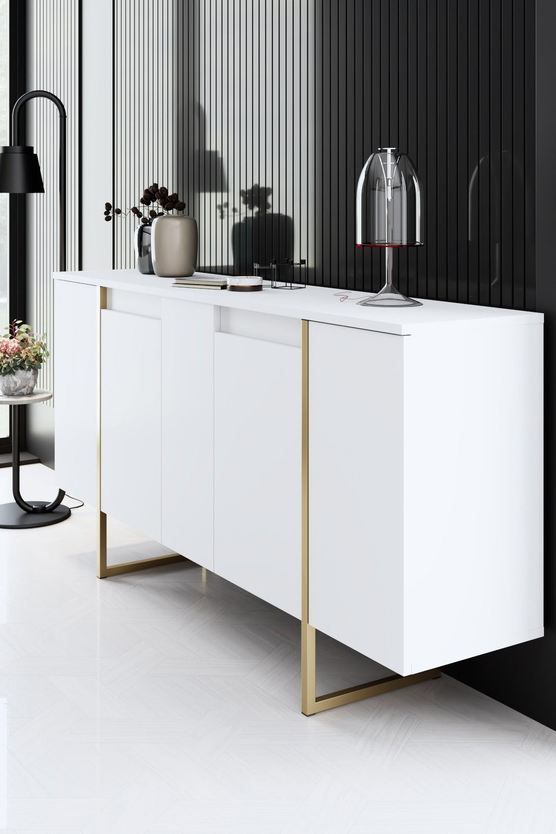 Konzolasztal Luxe - White, Gold-VASBÚTOR