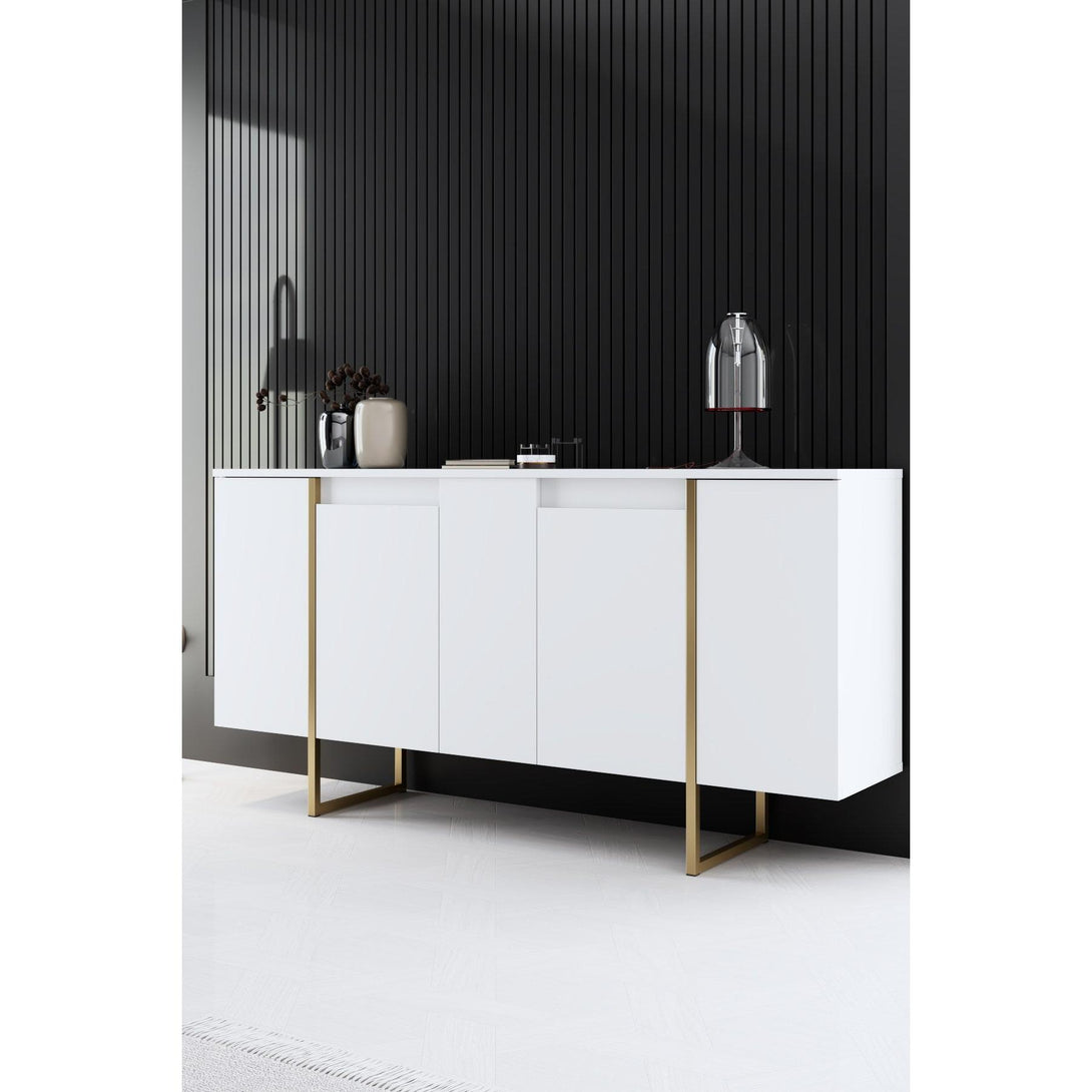 Konzolasztal Luxe - White, Gold-VASBÚTOR