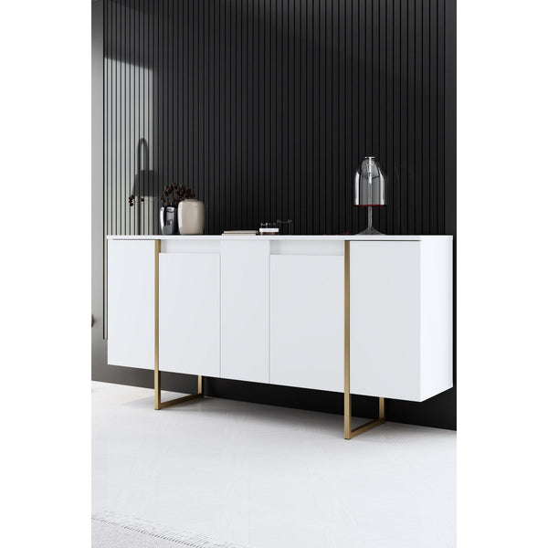 Konzolasztal Luxe - White, Gold-VASBÚTOR
