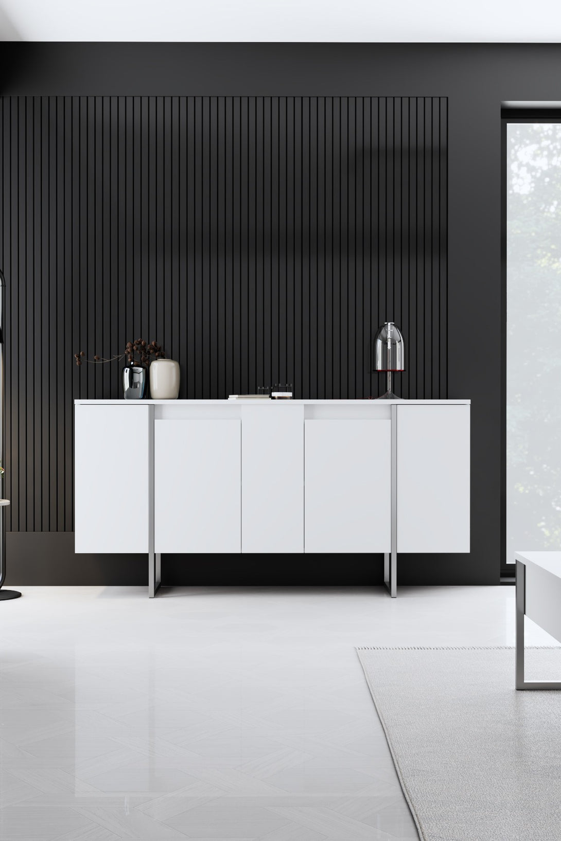 Konzolasztal Luxe - White, Silver-VASBÚTOR