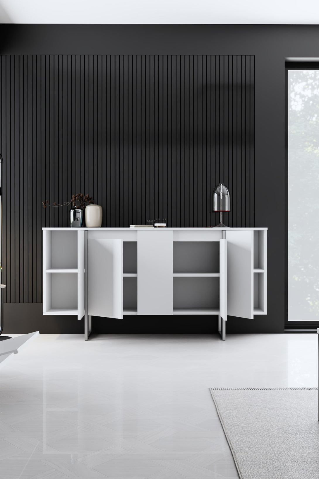 Konzolasztal Luxe - White, Silver-VASBÚTOR