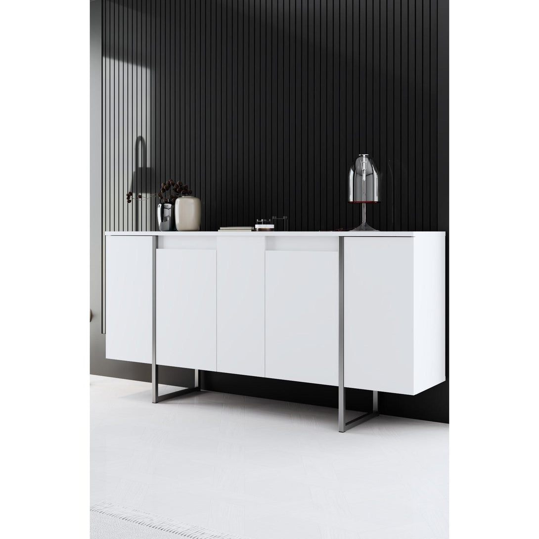 Konzolasztal Luxe - White, Silver-VASBÚTOR