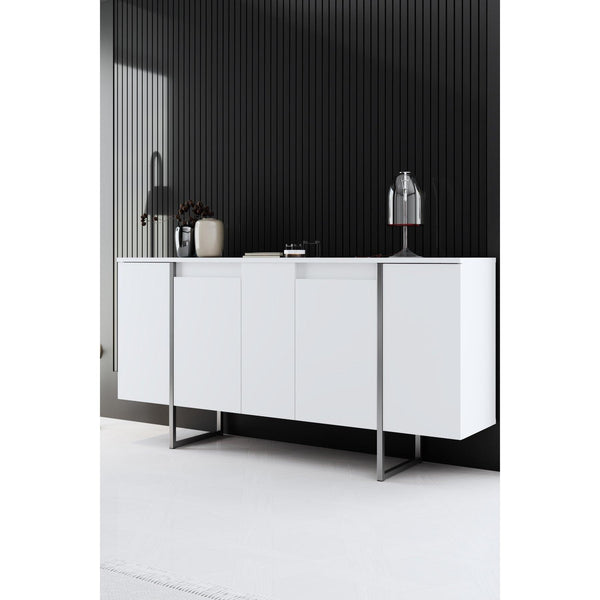 Konzolasztal Luxe - White, Silver-VASBÚTOR