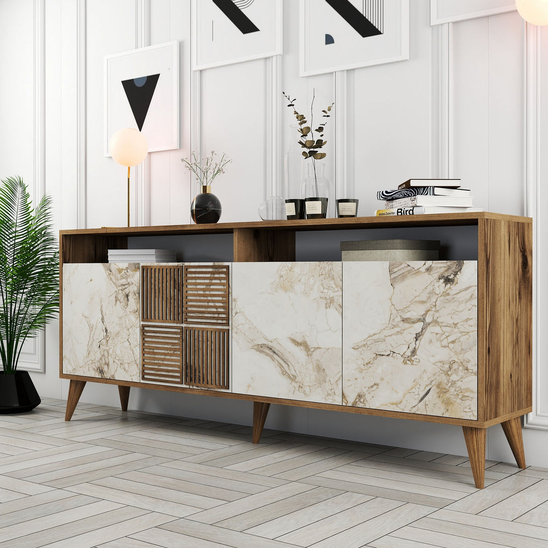 Konzolasztal Milan - Diós, Fehér Marble-VASBÚTOR
