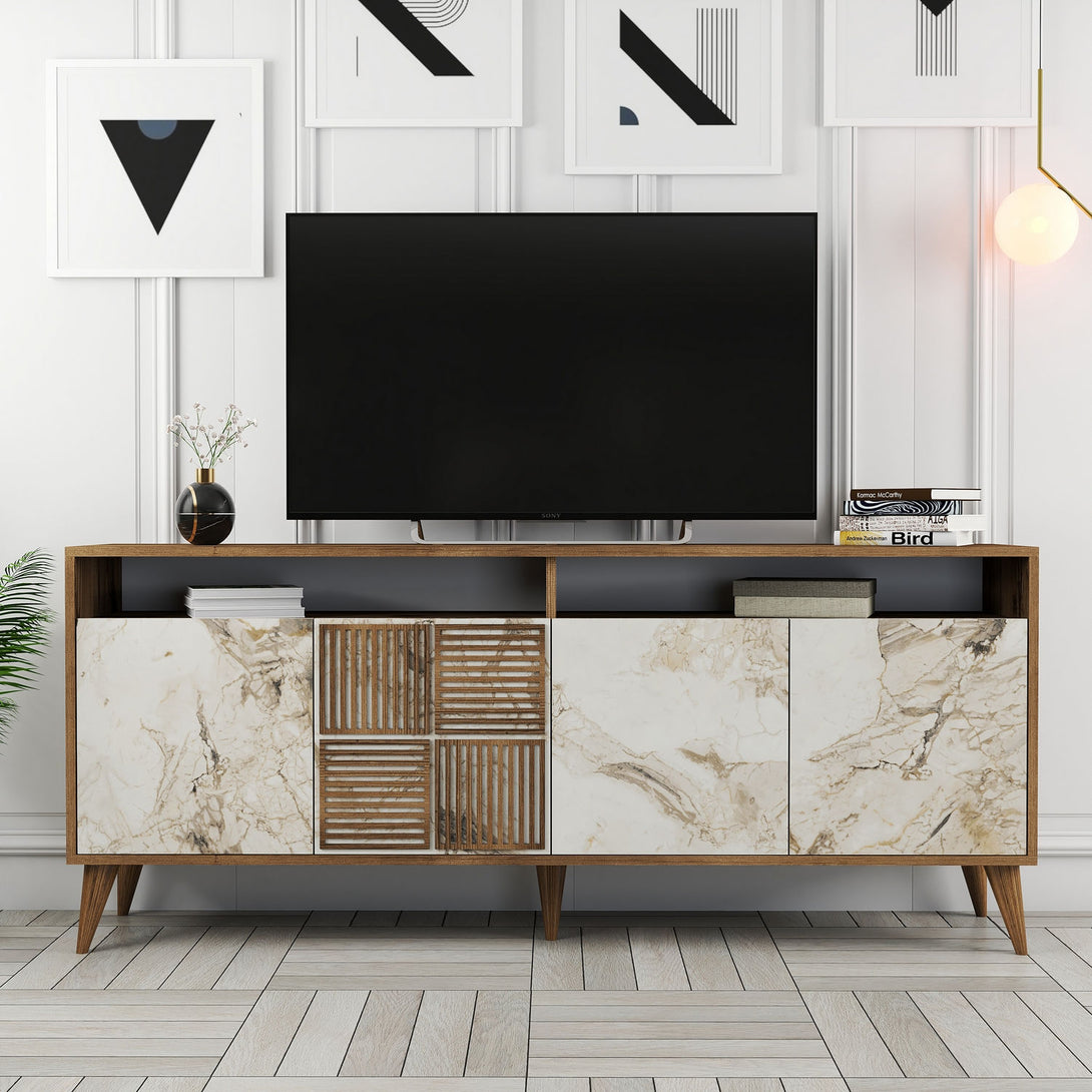 Konzolasztal Milan - Diós, Fehér Marble-VASBÚTOR
