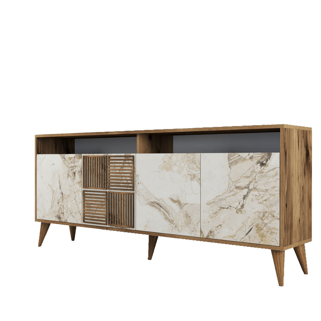 Konzolasztal Milan - Diós, Fehér Marble-VASBÚTOR