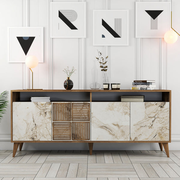 Konzolasztal Milan - Diós, Fehér Marble-VASBÚTOR
