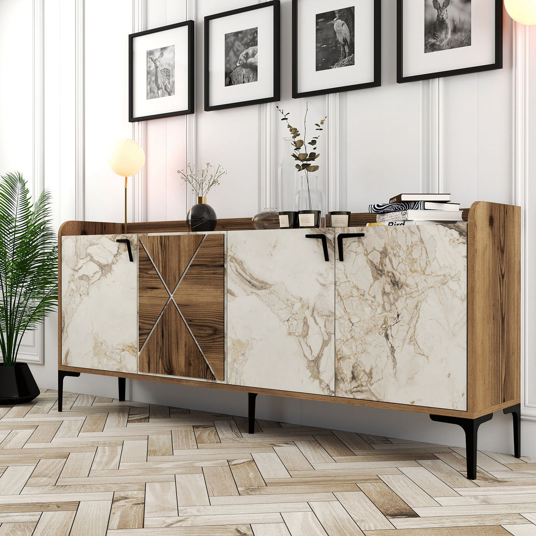 Konzolasztal Venedik - Diós, Fehér Marble-VASBÚTOR